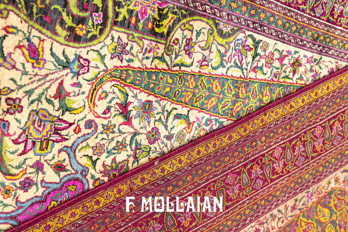 Rare Rug Farahan Silk Signed “Zel Al-Soltan” n°:705694